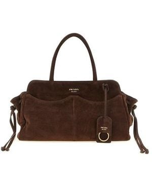Prada Borsa A Spalla Carry' Grande - Marrone