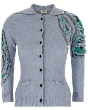 Moschino 'distressed Argyle' Cardigan - Blue
