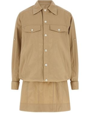 Loewe Layered Mini Dress With Buttoned Pockets - Natural