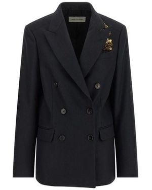 Dries Van Noten Blazer Doppiopetto 'Barrysta' Con Ricamo - Nero