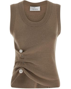GIUSEPPE DI MORABITO Jewel Brooch Top - Brown