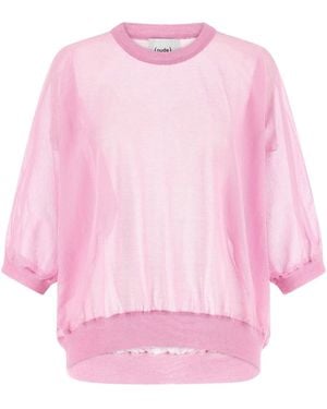 Nude Halbtransparenter Pullover Aus Baumwolle - Pink