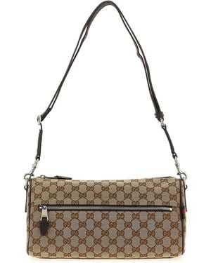 Gucci Crossbody Bag 'Gg Canvas Small Cylinder' - Metallic