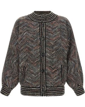 Missoni Chevron-Strick-Bomberjacke - Grau