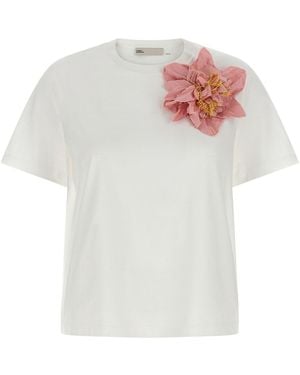 Tory Burch 'floral Applique' T-shirt - White