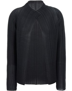 Issey Miyake 'wooly Pleats' Cardigan - Black