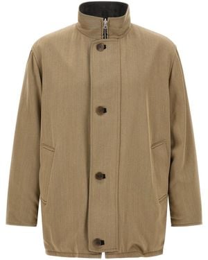 AURALEE Reversible Wool And Leather Jacket - Natural