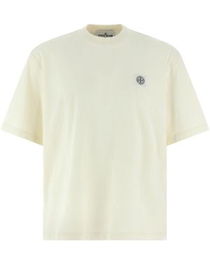 Stone Island T-Shirt Mit Logoaufnäher - Weiß