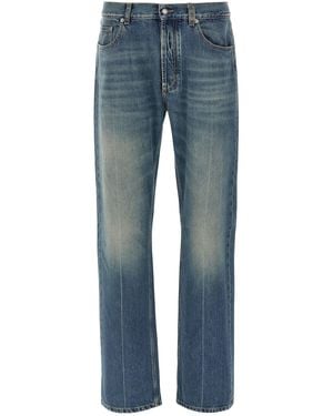 McQueen Jeans 'Straight Leg Skull' - Blue
