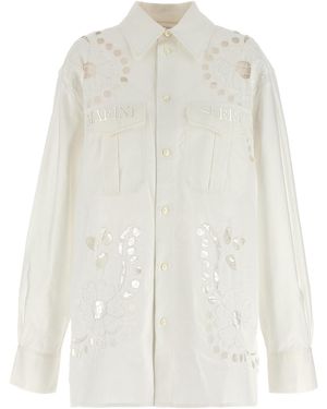 Marine Serre Cut-out Embroidery Shirt - White