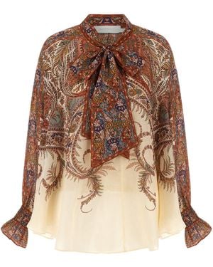 Zimmermann 'rhiannon Tie Neck' Blouse - Brown