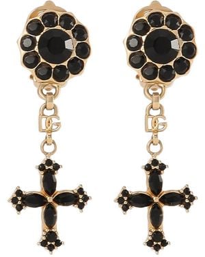 Dolce & Gabbana Cross Pendant Earrings - Black
