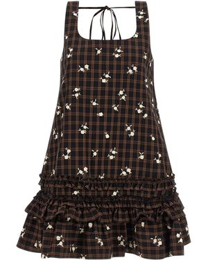 Ganni 'check Flower' Dress - Black