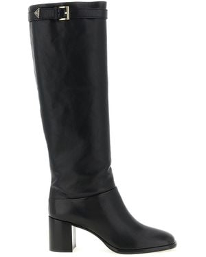 Prada High Boots With Buckle And Logo - Black