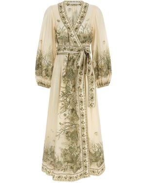 Zimmermann 'wanderlust Wrap Midi' Dress - Metallic