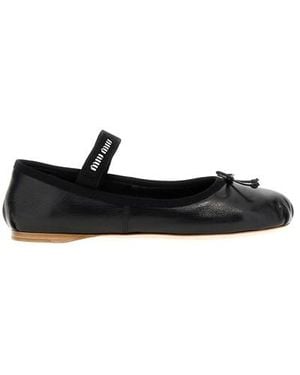 フラットシューズ MiuMiu Buckle and bow ballet flats Miu Miu Buckle And Bow Ballet Flats in Black | Lyst