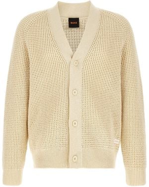 BOSS Cardigan Mit Waben - Natur