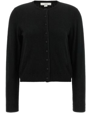 Vince Cardigan Mit Gerafftem Seidenpanel - Schwarz
