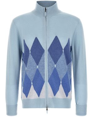 Ballantyne Cardigan Mit Intarsienmuster Und Reißverschluss "Classic Di - Blau