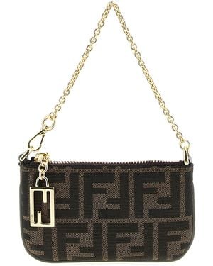 Fendi 'mini Flat Zucca' Flat Pouch - Black