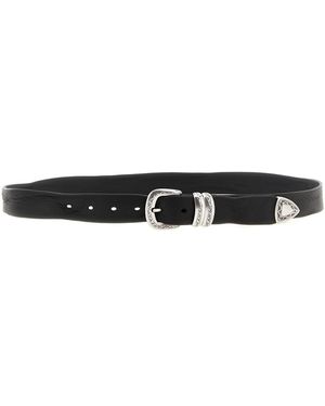 ZERBINI CLAUDIO Aged Leather Belt - Black