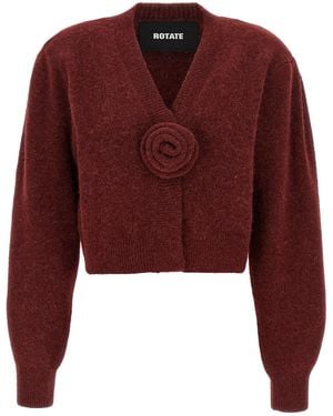 ROTATE BIRGER CHRISTENSEN 'knit Puffsleeve' Cardigan - Red
