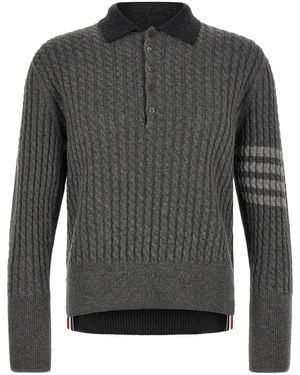 Thom Browne 2-in-1 Trompe L'oeil Polo Shirt - Grey