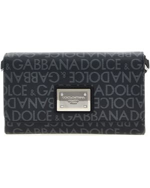 Dolce & Gabbana Coated Jacquard Crossbody Bag - Grey