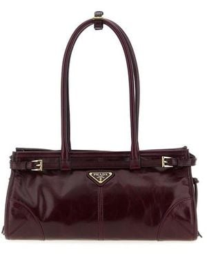 Prada Borsa A Mano Pelle Media - Rosso