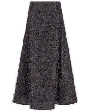 Peserico Skirt With Metallized Fringed Texture - Grey
