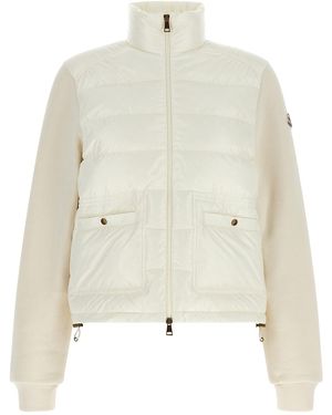 Moncler Cardigan Aus Zwei Materialien - Weiß