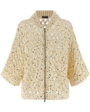 Peserico Sequin Mesh Cardigan - Natural