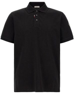 Moncler Polo Dettaglio Tricolore - Nero