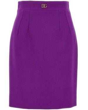Dolce & Gabbana Metallic Logo Skirt - Purple