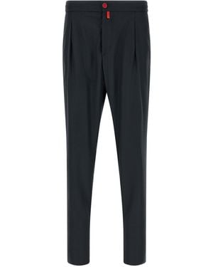 Kiton Wool Trousers With Button Detail - Blue