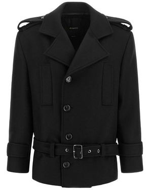 Pinko Cappotto Doppiopetto Con Cintura - Nero
