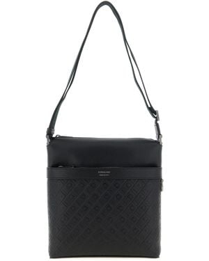Ferragamo ' Monogram' Messenger Crossbody Bag - Black