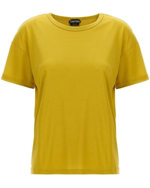 Tom Ford Relaxed Silk T-Shirt With Crew Neck - Yellow
