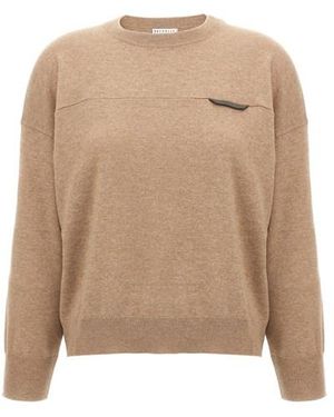 Brunello Cucinelli Maglione Crop Monile - Neutro