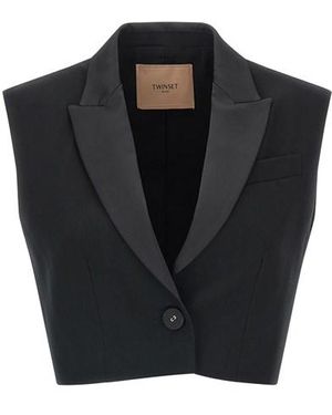 Twinset Gilet Crop - Nero