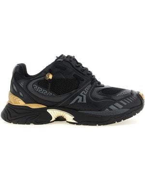 Versace Sneakers Aus Netz Und Leder - Schwarz