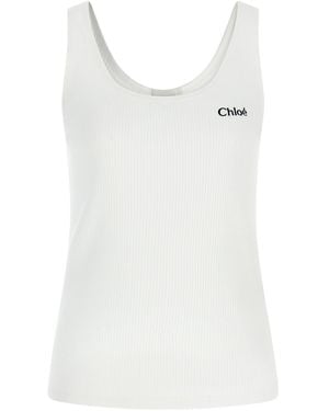 Chloé Chloé Tanktop Aus Gerippter Baumwolle - Weiß