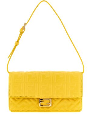 Fendi 'baguette' Wallet On Chain - Yellow