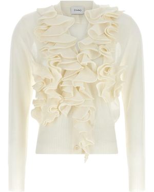 Nude Ruffle Cardigan - White