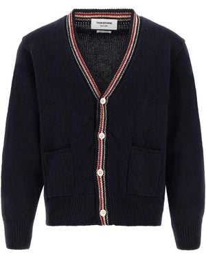Thom Browne Cardigan Mit Hector-Intarsie - Blau