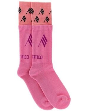 The Attico Calze Double Layer Logo - Rosa