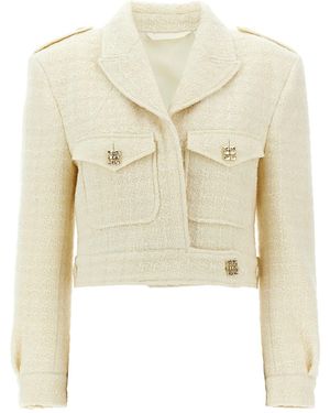 Givenchy Short Tweed Jacket With 4G Detail - Natural