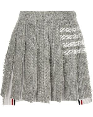 Thom Browne Pleated Tweed Skirt - Grey