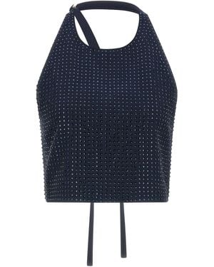 Pinko Halter Top With Strass Embellishments - Blue