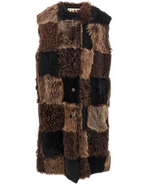 Marni Long Shearling Vest - Brown